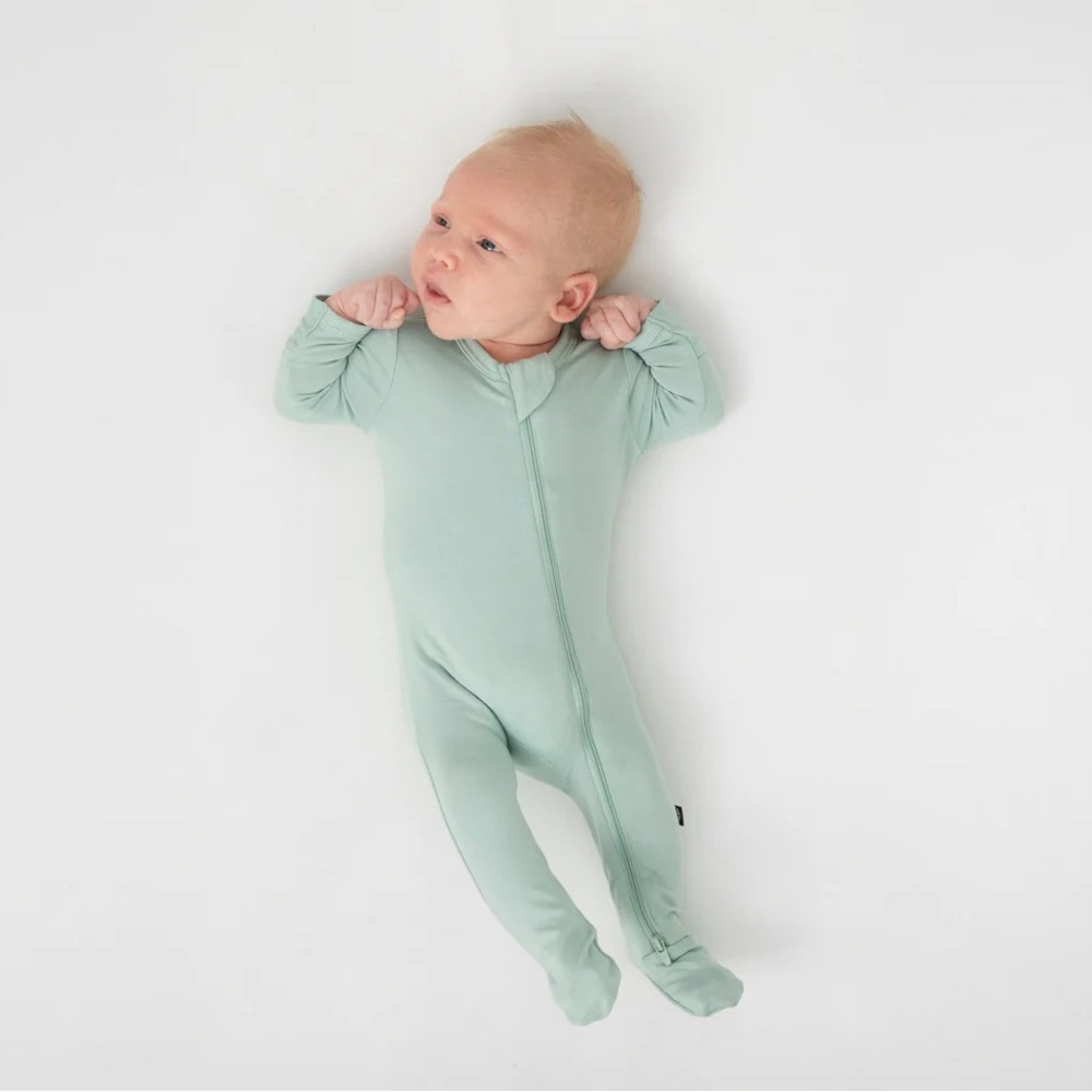 Kyte Baby Zippered Bamboo Footie in Sage